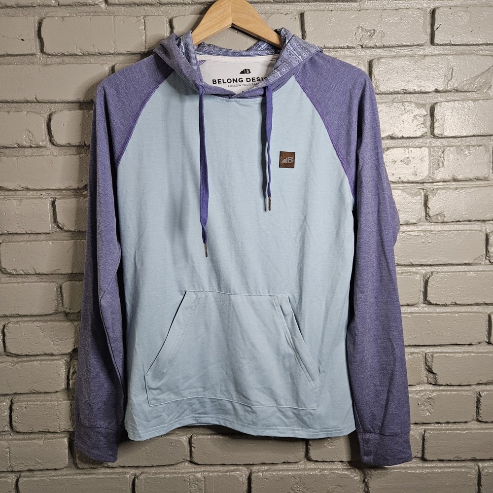 Belong Designs Womens Hoodie Medium Purple Blue Recycled Versatek Bamboo